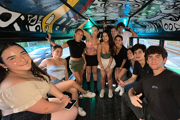 Children's party on a fun party bus